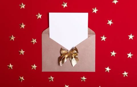Envelope letter with an empty gladent and a place for text on a red backgroun Stock Photos