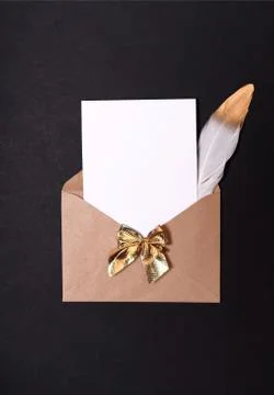 Envelope letter with an empty gladent and a place for text on a black backgro Stock Photos