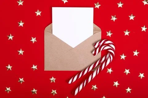 Envelope letter with an empty gladent and a place for text on a red backgroun Stock Photos