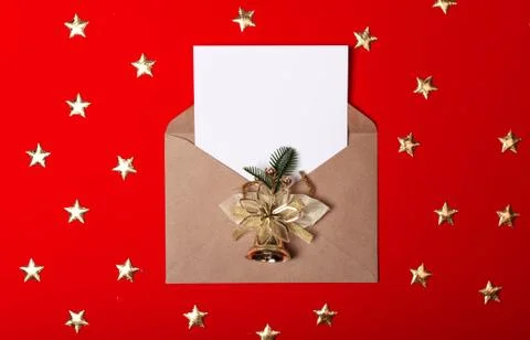 Envelope letter with an empty gladent and a place for text on a red backgroun Stock Photos