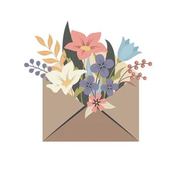 Envelope, letter with flowers Stock Illustration