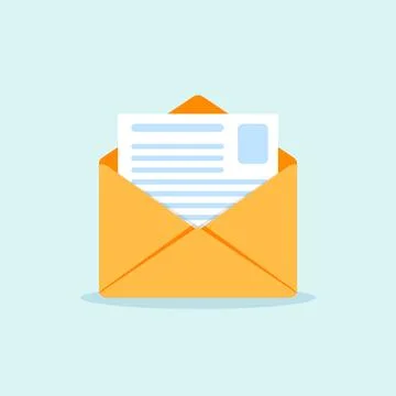 Envelope with letter icon in flat style. Email document vector illustration.. Stock Illustration
