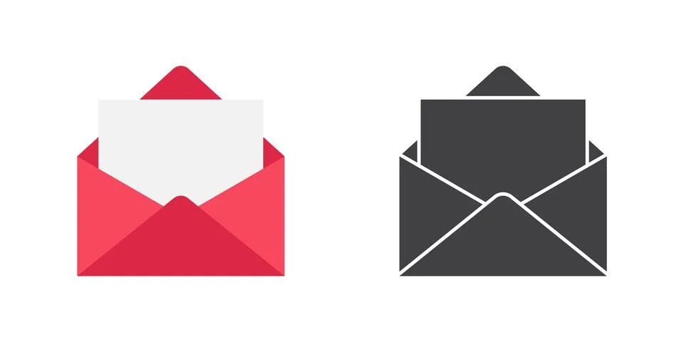 Envelope with letter icon in flat style. Email document vector illustration.. Stock Illustration