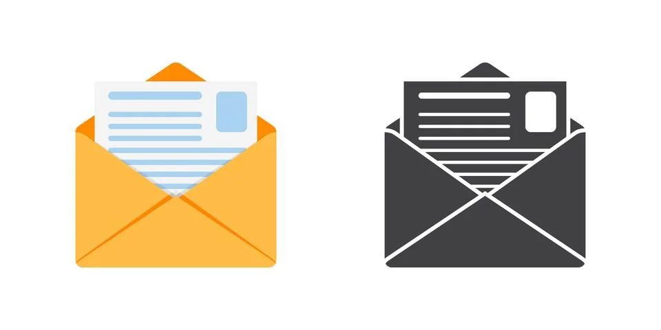 Envelope with letter icon in flat style. Email document vector illustration.. Stock Illustration