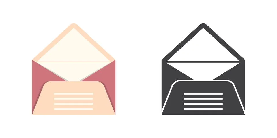Envelope with letter icon in flat style. Email document vector illustration.. Stock Illustration