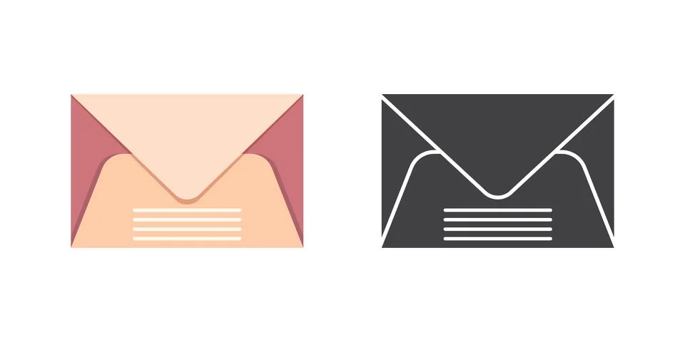 Envelope with letter icon in flat style. Email document vector illustration.. Stock Illustration