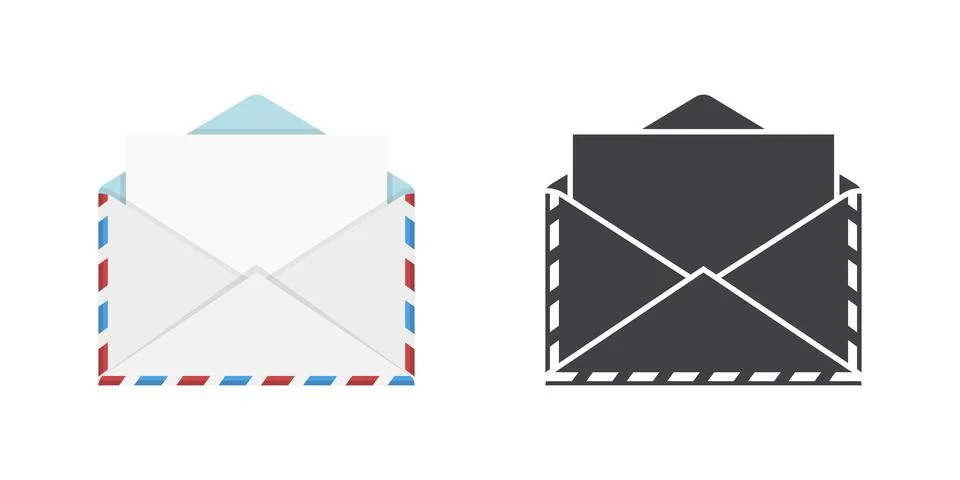 Envelope with letter icon in flat style. Email document vector illustration.. Stock Illustration