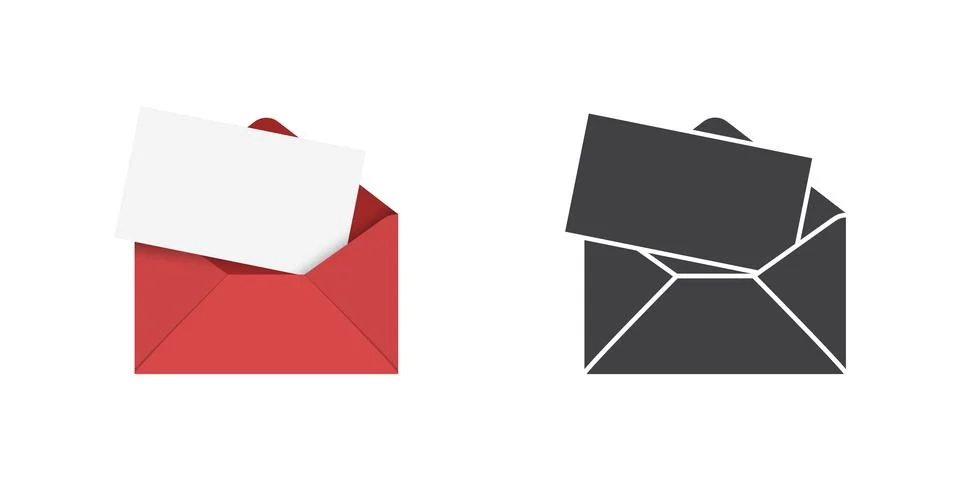 Envelope with letter icon in flat style. Email document vector illustration.. Stock Illustration
