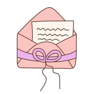 Envelope with letter invitation in doodle style. Simple craft paper envelop.. Illustrazione stock