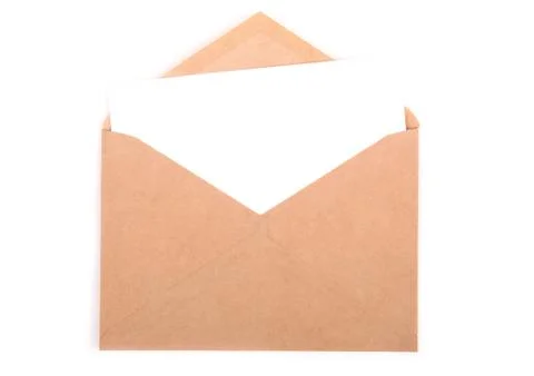 Envelope with a letter isolated on white background with clipping path Photos