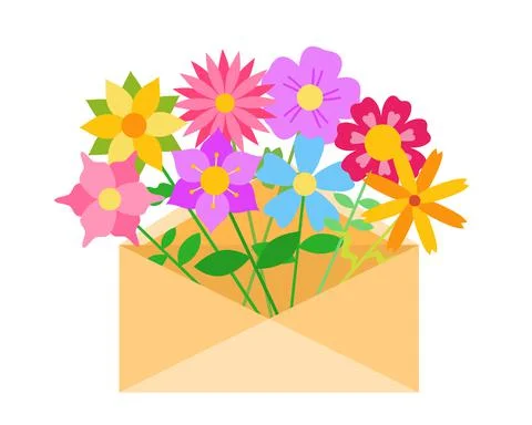 Envelope letter mail with spring and summer flower Stock Illustration