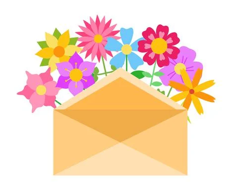Envelope letter mail with spring and summer flower Stock Illustration