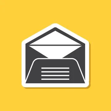 Envelope with letter sticker icon in flat style. Email document vector illu.. Stock Illustration