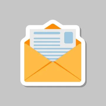Envelope with letter sticker icon in flat style. Email document vector illu.. Stock Illustration