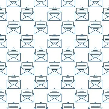 Envelope with Letter vector thin line seamless pattern Illustrazione stock