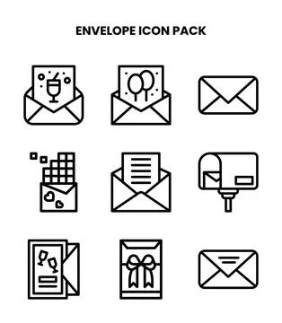Envelope Line Bundle Icons Pack Stock Illustration