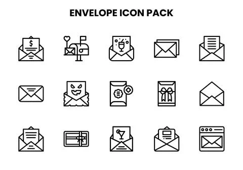 Envelope Line Collection Icons Pack Иллюстрация