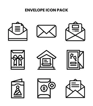 Envelope Line Design Icons Pack Stock Illustration