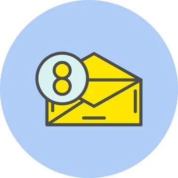 Envelope Line Filled Circle Icon Stock Illustration