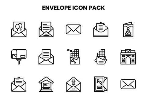 Envelope Line Graphics Icons Pack Illustrazione stock