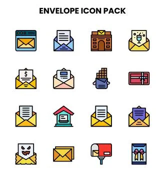 Envelope Lineal Color Vector Icons Pack Stock Illustration