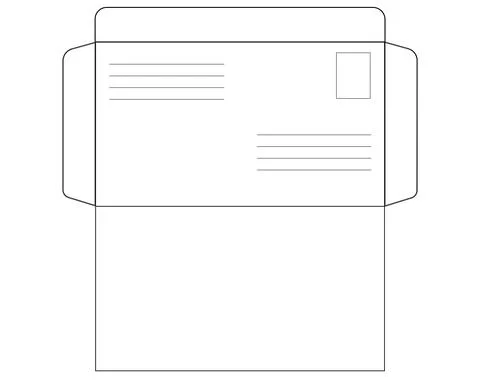 Envelope, a linear vector scan for an envelope, do it yourself. Outline. Templat Stock Illustration