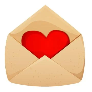 Envelope, love letter with wax seal heart shape rope in cartoon style isolated Illustrazione stock
