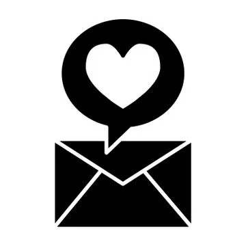 An envelope with love message solid icon. Heart and envelope vector illustration Stock Illustration