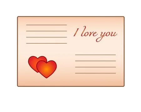 Envelope with a love note. An envelope from kraft paper with two hearts Stock Illustration