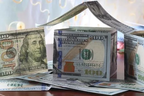 Envelope macro background dollars Stock Photos