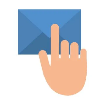 Envelope mail and hand touching symbol Stock Illustration