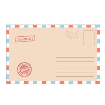 Envelope mail in cartoon style for design on white, stock vector illustration Stock Illustration
