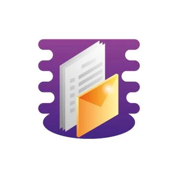 Envelope mail data with documents Illustrazione stock