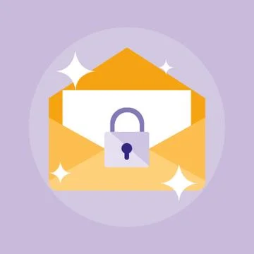 Envelope mail with document and padlock 库存插图