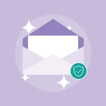 Envelope mail with document and shield 스톡 일러스트