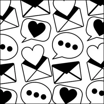 Envelope mail with heart and speech bubble pattern Stock Illustration