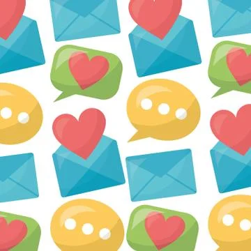Envelope mail with heart and speech bubble pattern 스톡 일러스트
