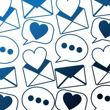 Envelope mail with heart and speech bubble pattern Stock Illustration