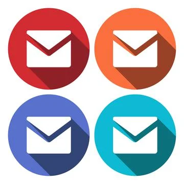 Envelope mail icon. Email message sign. Internet letter symbol. Round web but Stock Illustration