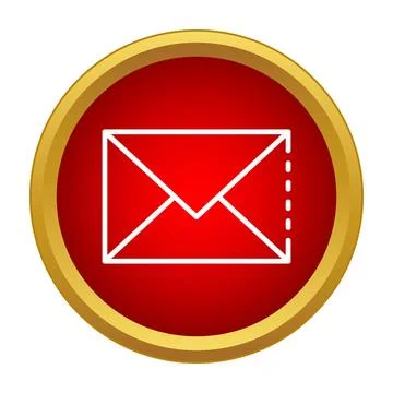 Envelope mail icon on red round button Stock Illustration
