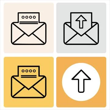 Envelope mail icon set Stock Illustration