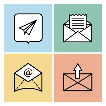 Envelope mail icon set web buttons vector file Illustrazione stock
