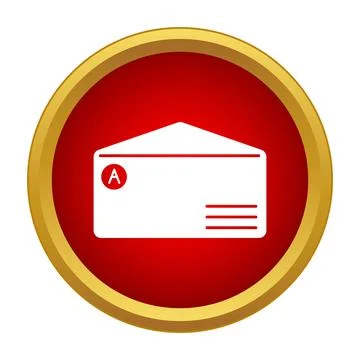 Envelope mail message icon in red circle Ilustração Stock