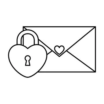 Envelope mail with padlock in shape heart Stock Illustration