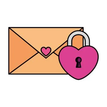 Envelope mail with padlock in shape heart Stock Illustration