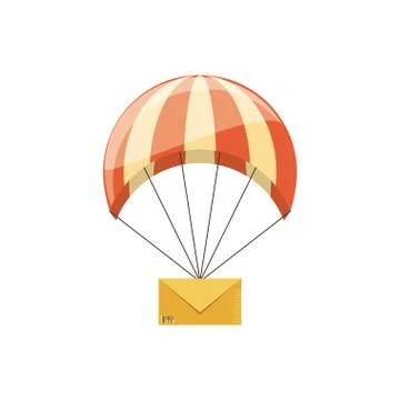 Envelope mail with parachute イラスト素材