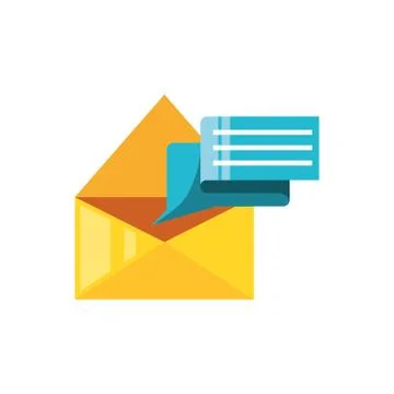 Envelope mail with speech bubble in shape rectangle 스톡 일러스트