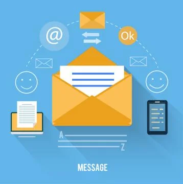 Envelope with message and email technology Stock Illustration