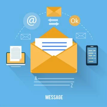 Envelope with message and email technology Stock Illustration