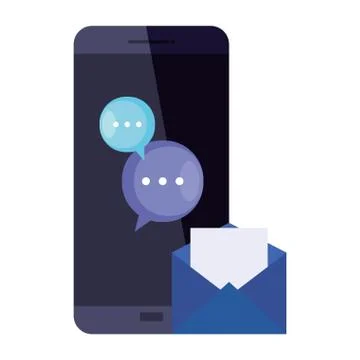 Envelope message bubbles and smartphone vector design Stock Illustration
